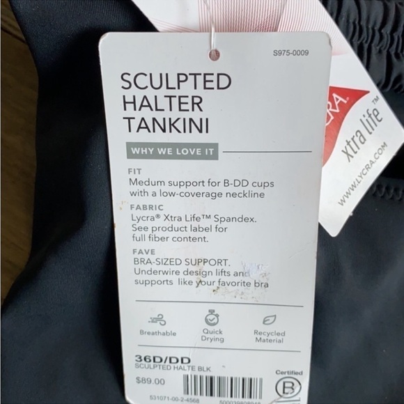 36D/DD Tall Sculpted Halter Swim Tankini in Black. Has underwire. NWOT - Picture 4 of 10